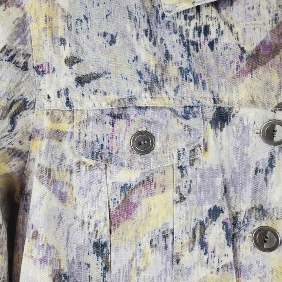 Chico's Jacket large Purple Pastel Spring Button Up 3/4 sleeves Lightweight - Picture 9 of 16